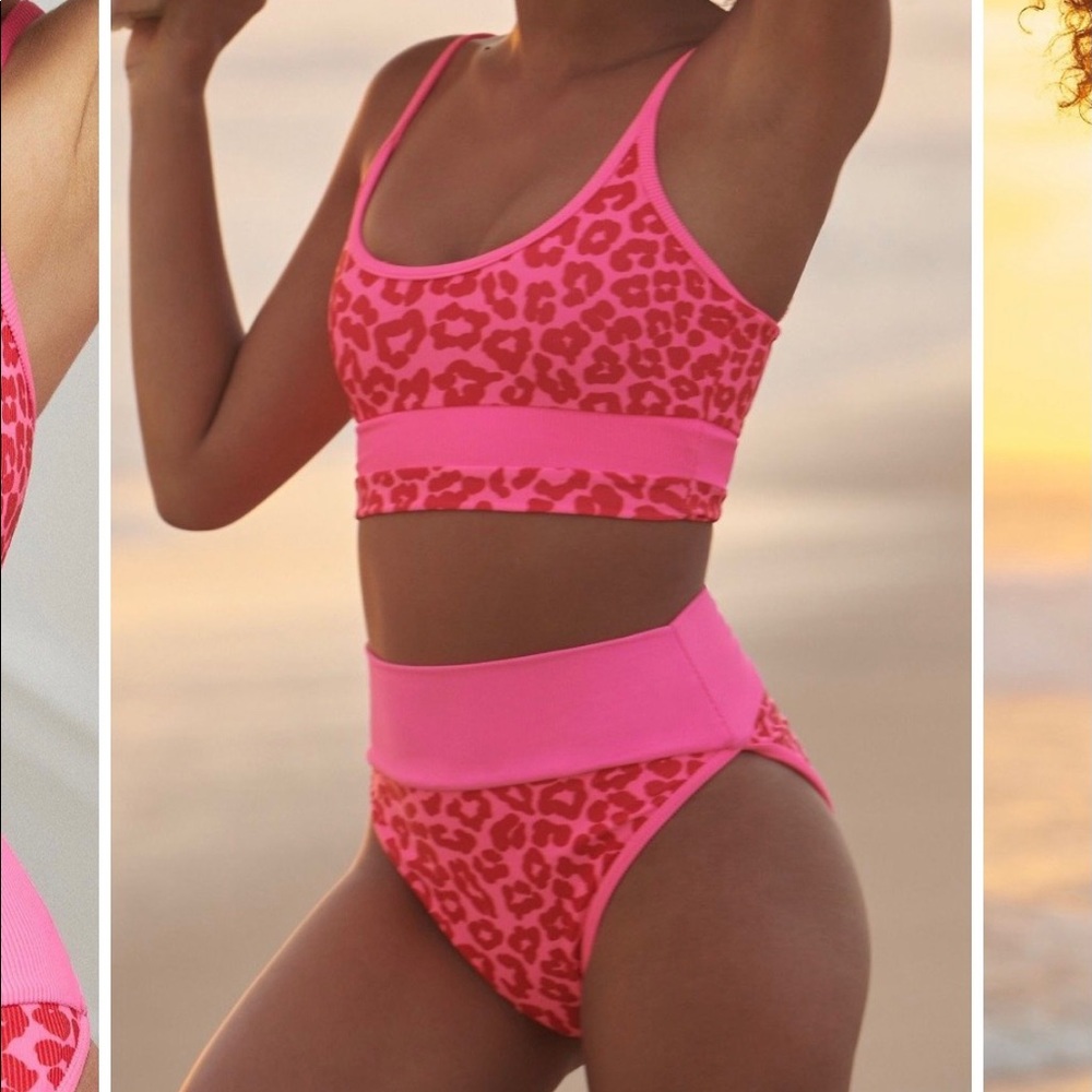 Pink High-Waisted Bandeau & Cheeky Bikini